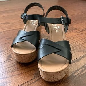 Black Platform wedge heels